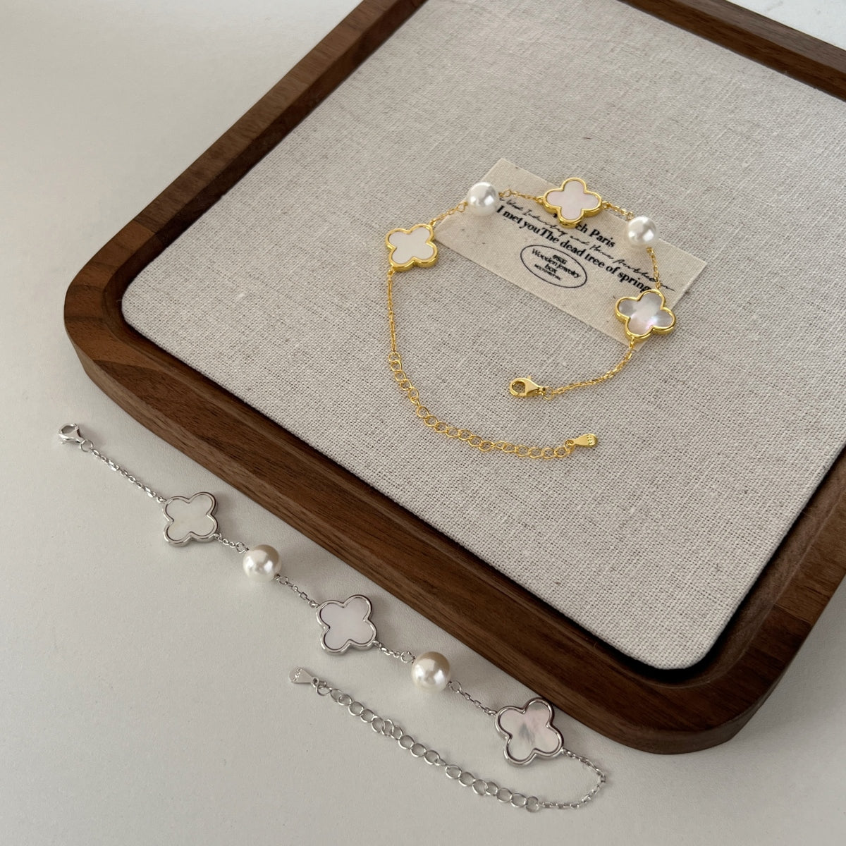 Pulsera Plata 925 perla clover