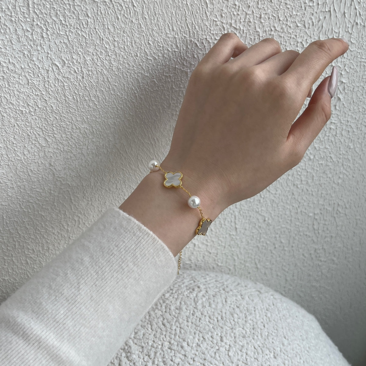 Pulsera Plata 925 perla clover