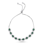 Pulsera plata 925  Ajustable Circonia Esmeralda