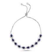 Pulsera Plata 925 Ajustable Circonia Zafiro