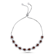 Pulsera Plata 925 Ajustable Circonia Granate