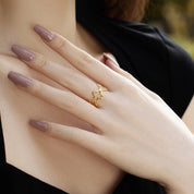 Anillo Plata 925 Ajustable Clover Circonia
