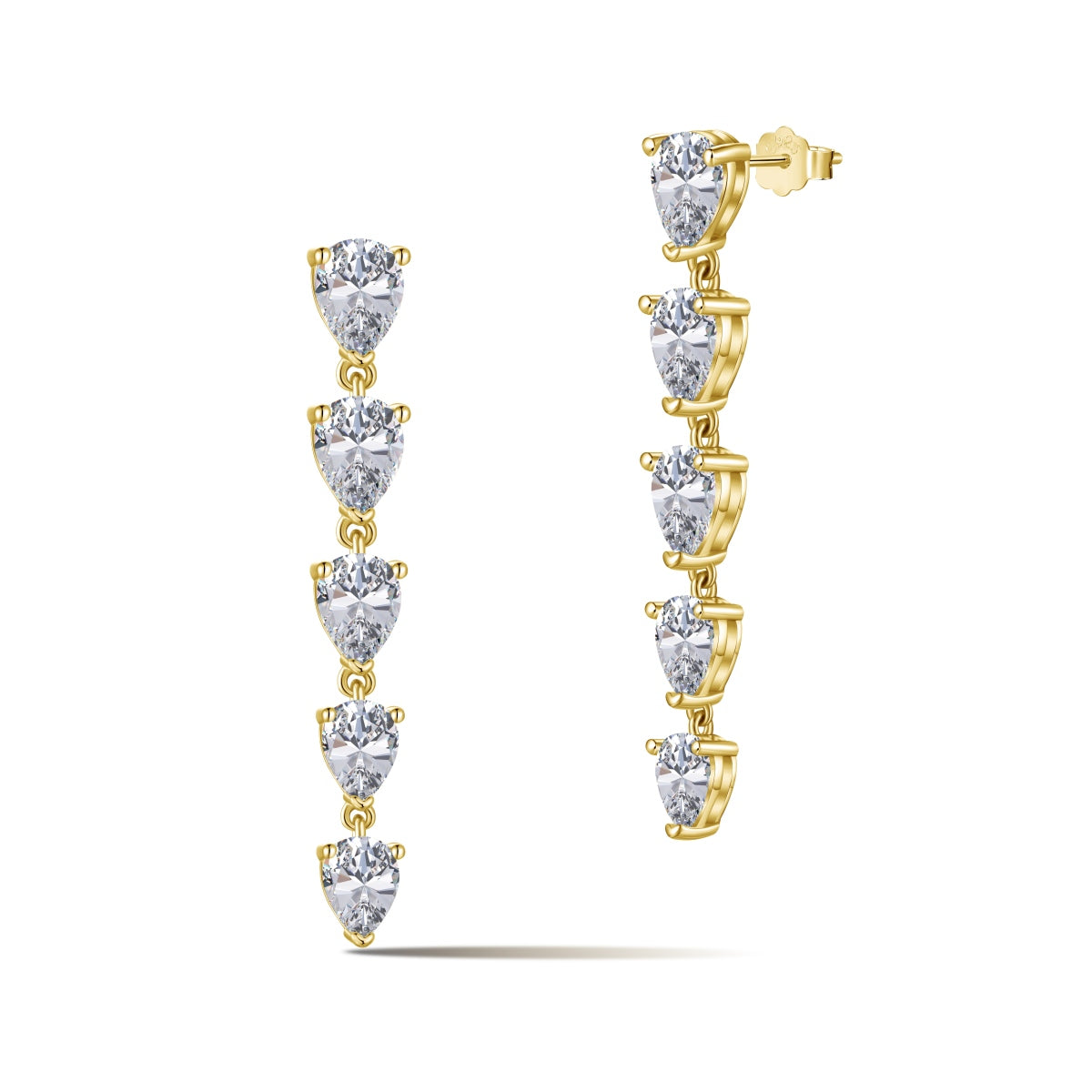 Aretes plata 925 Stud Long Cz