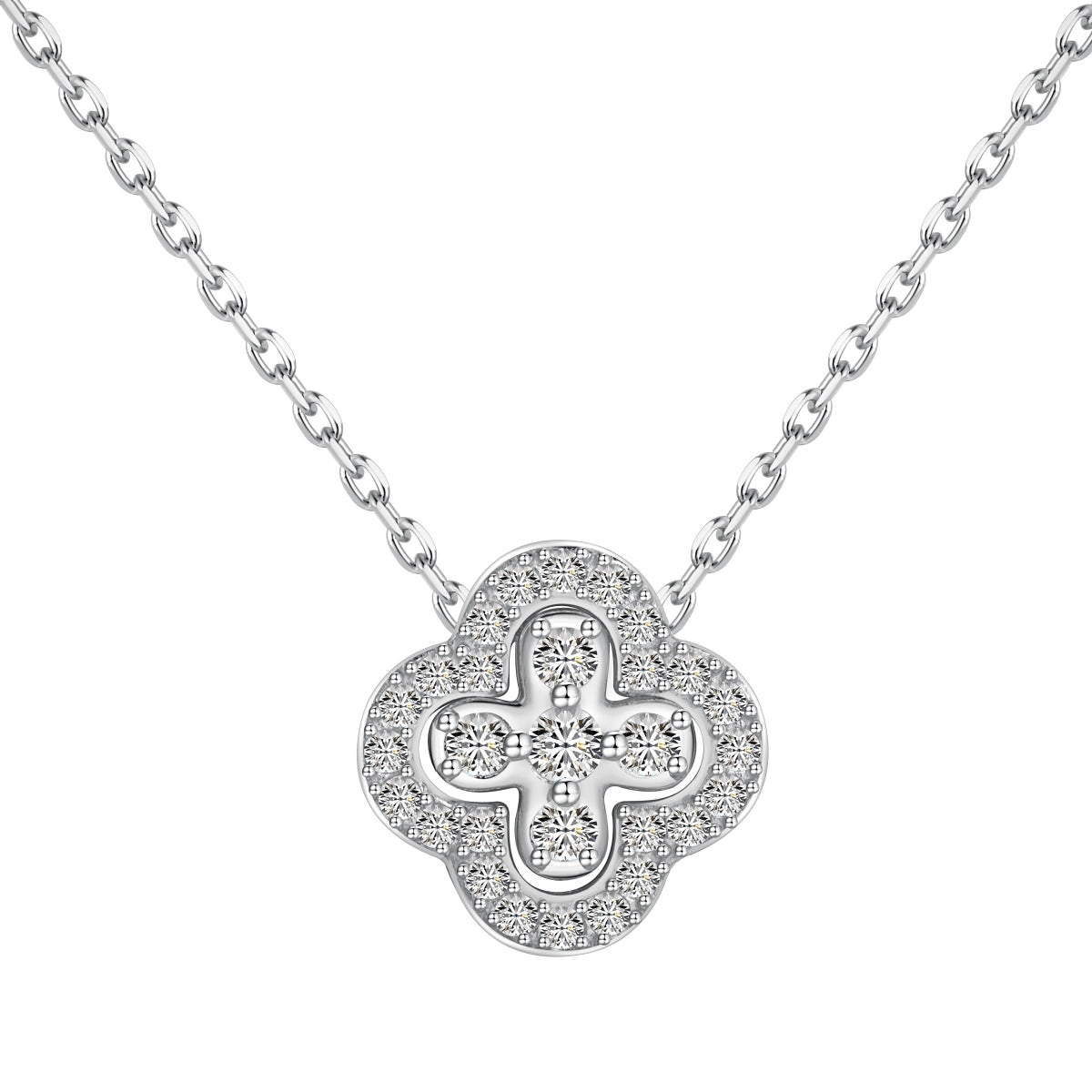 Cadena Plata 925 Clover 18 kt