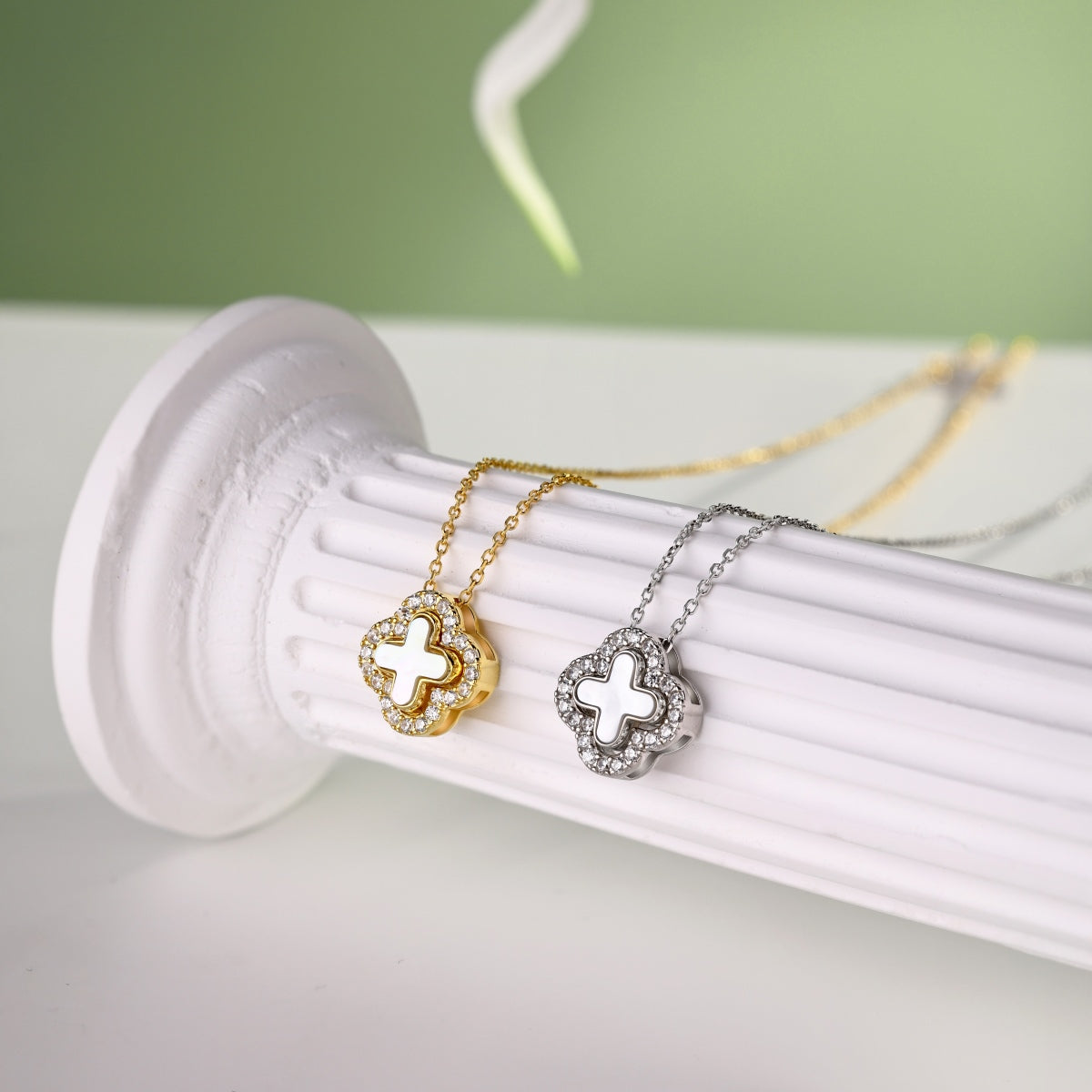 Cadena Plata 925 Clover 18 kt