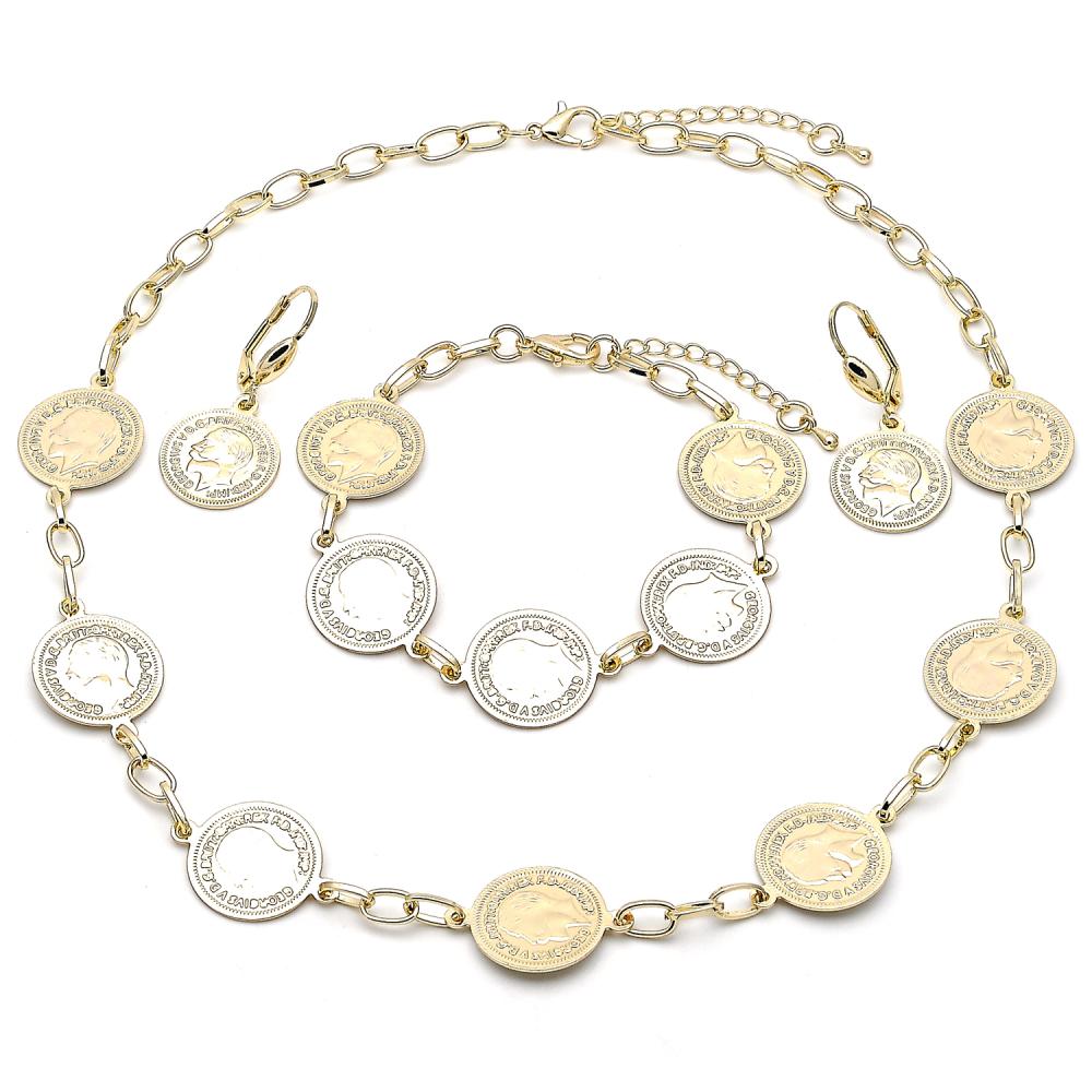 Set Conjunto Gold filled Monedas Dorado 3 piezas