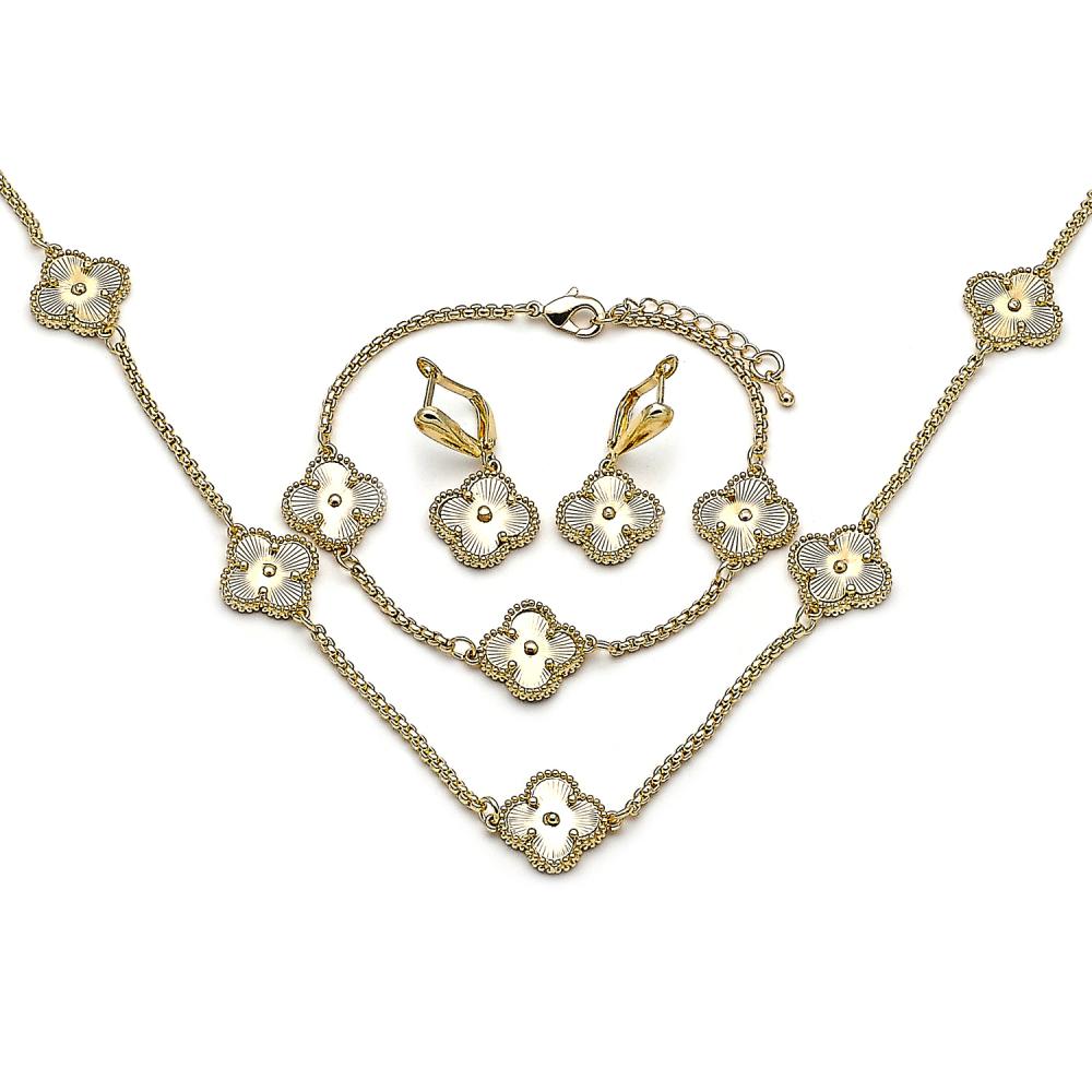 Set Conjunto Gold filled Clover Dorado 3 piezas