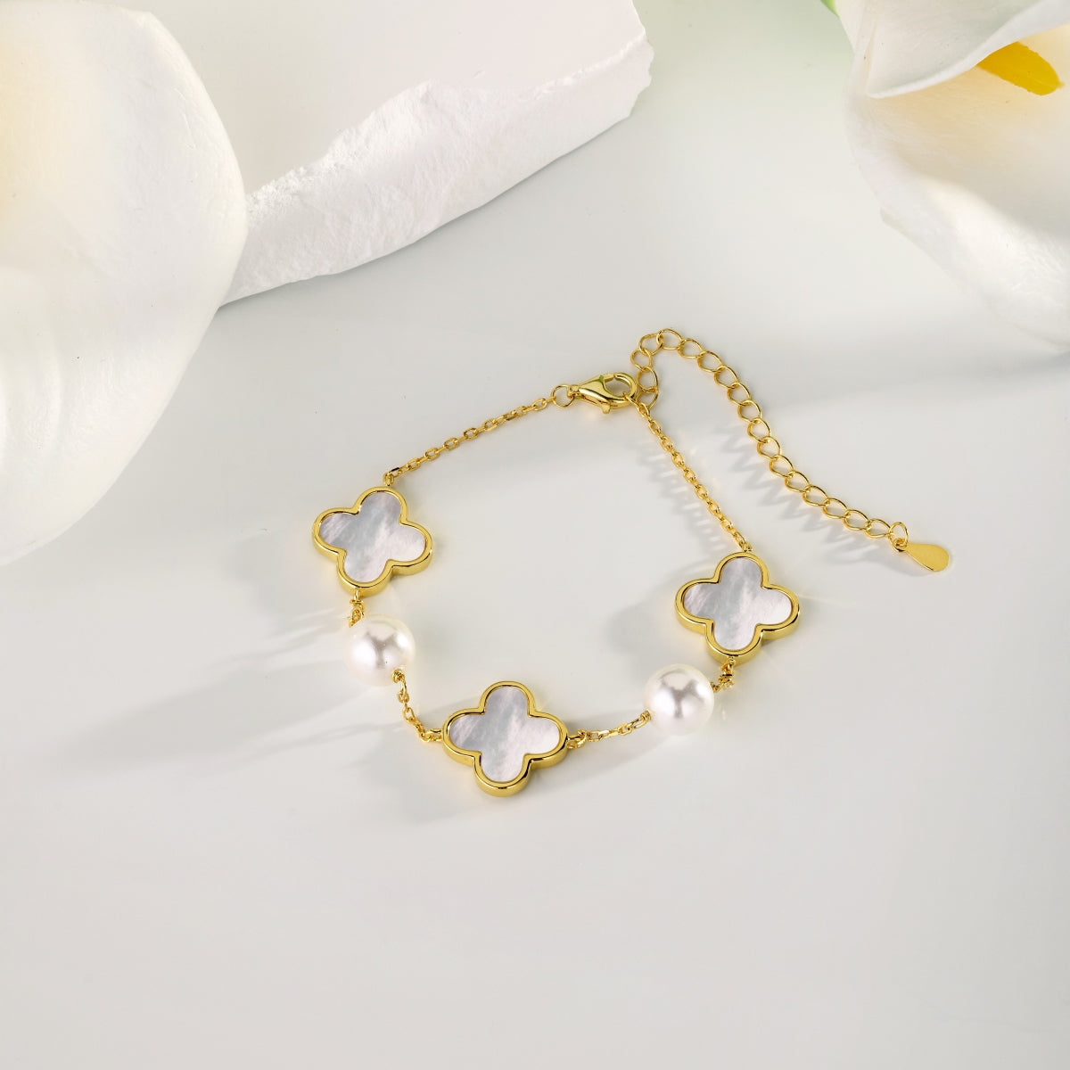 Pulsera Plata 925 perla clover