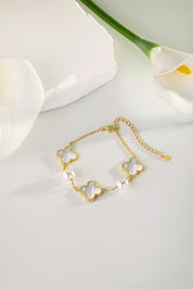 Pulsera Plata 925 perla clover