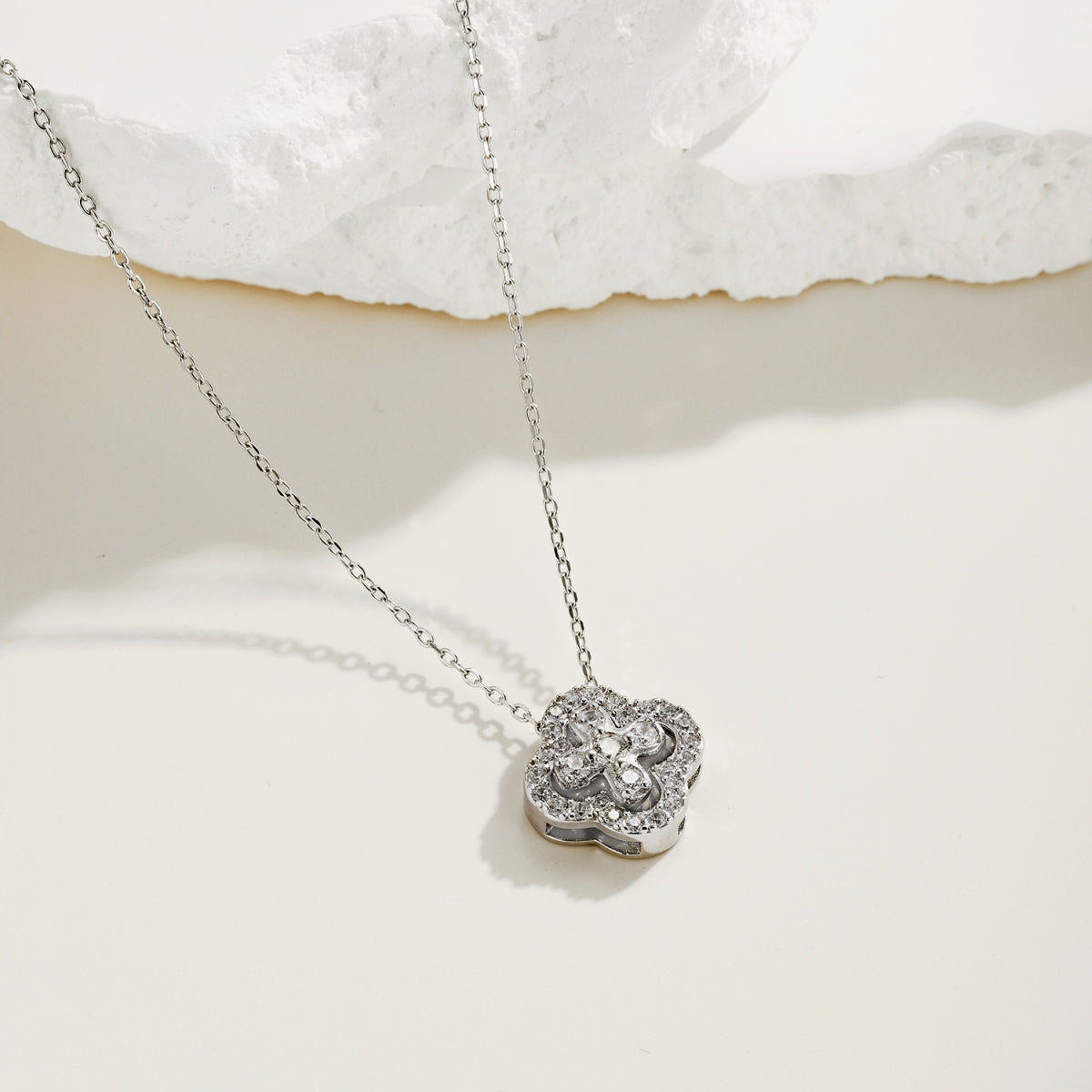 Cadena Plata 925 Clover 18 kt