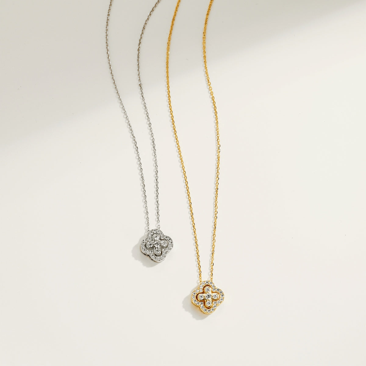 Cadena Plata 925 Clover 18 kt