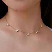 Collar Plata 925 Chunky Corazones circonia