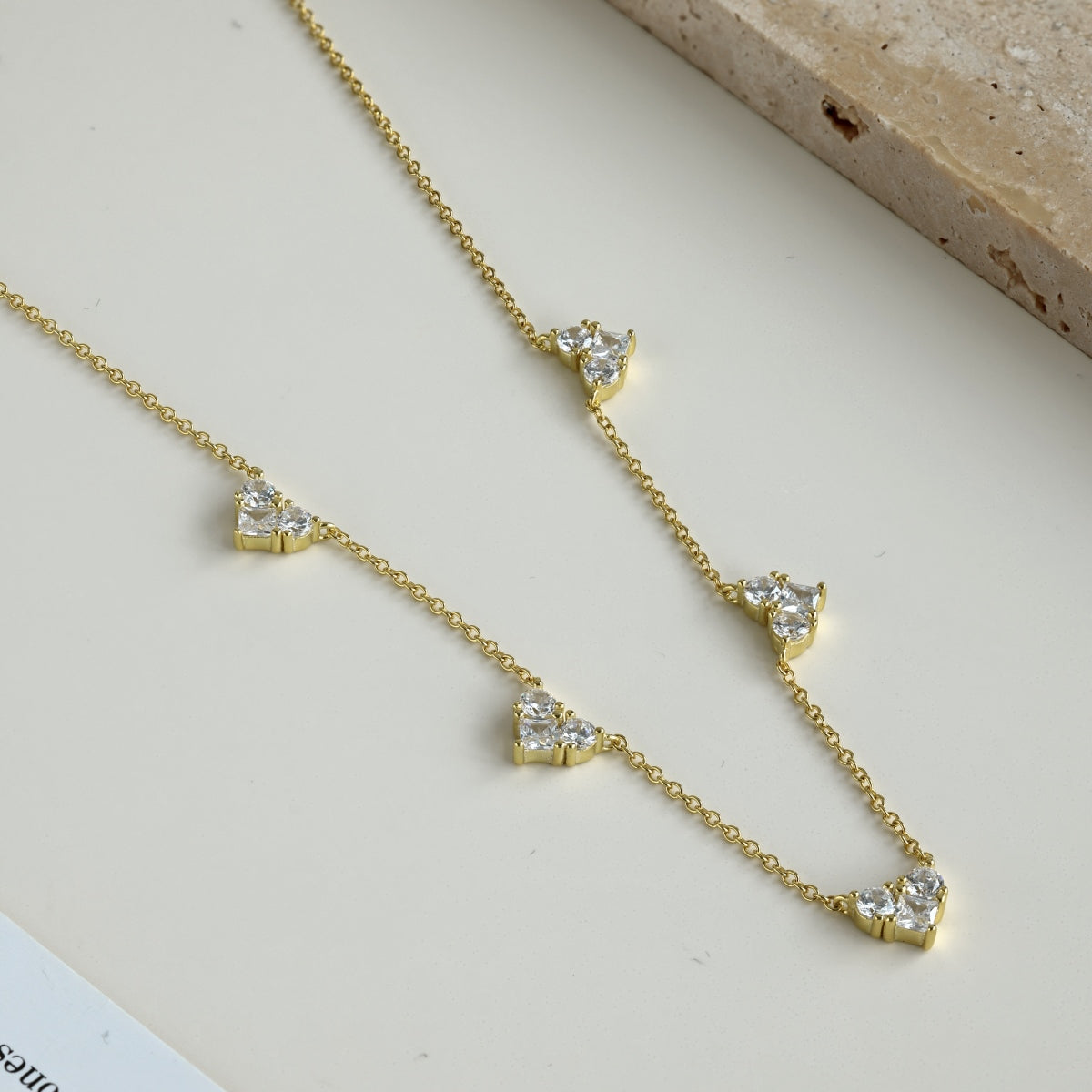 Collar Plata 925 Chunky Corazones circonia
