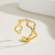 Anillo Plata 925 Ajustable Clover Circonia