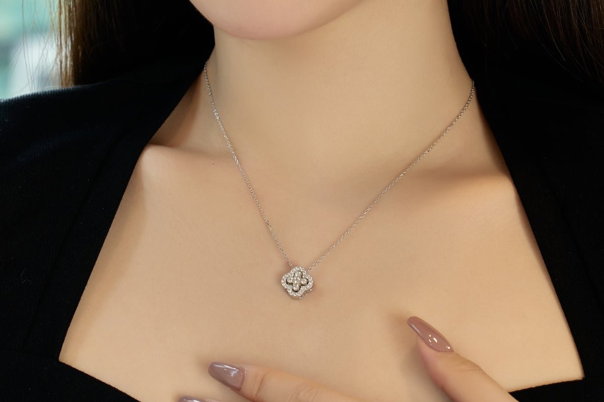 Cadena Plata 925 Clover 18 kt
