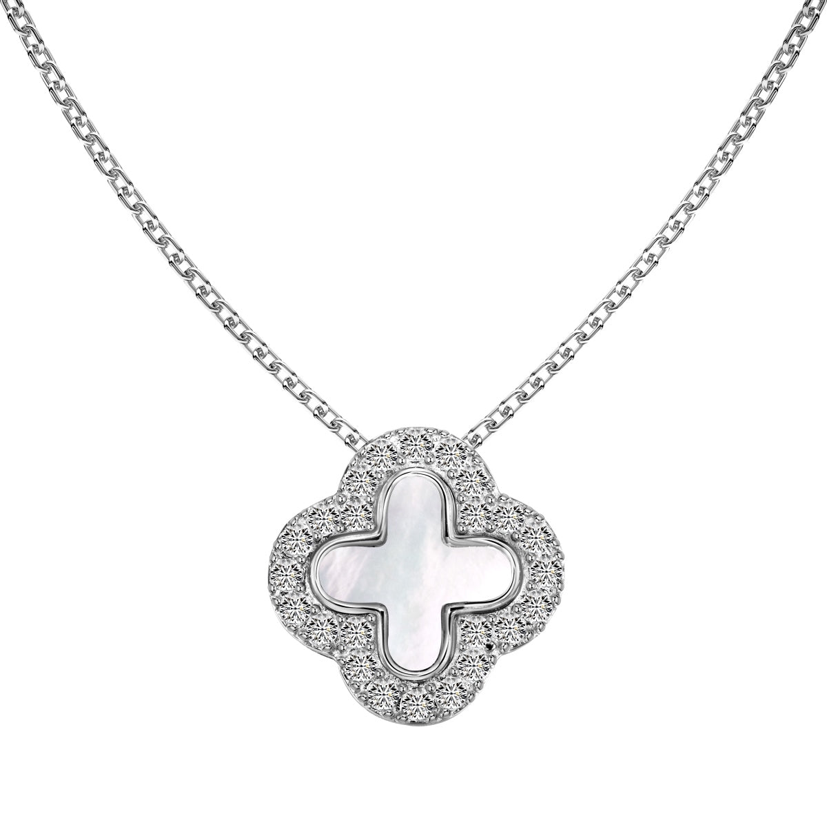 Cadena Plata 925 Clover 18 kt