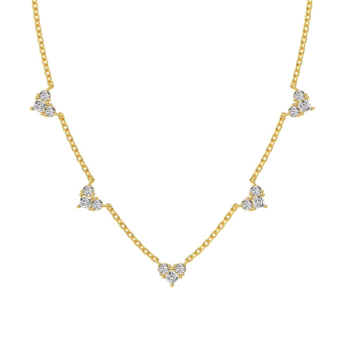 Collar Plata 925 Chunky Corazones circonia