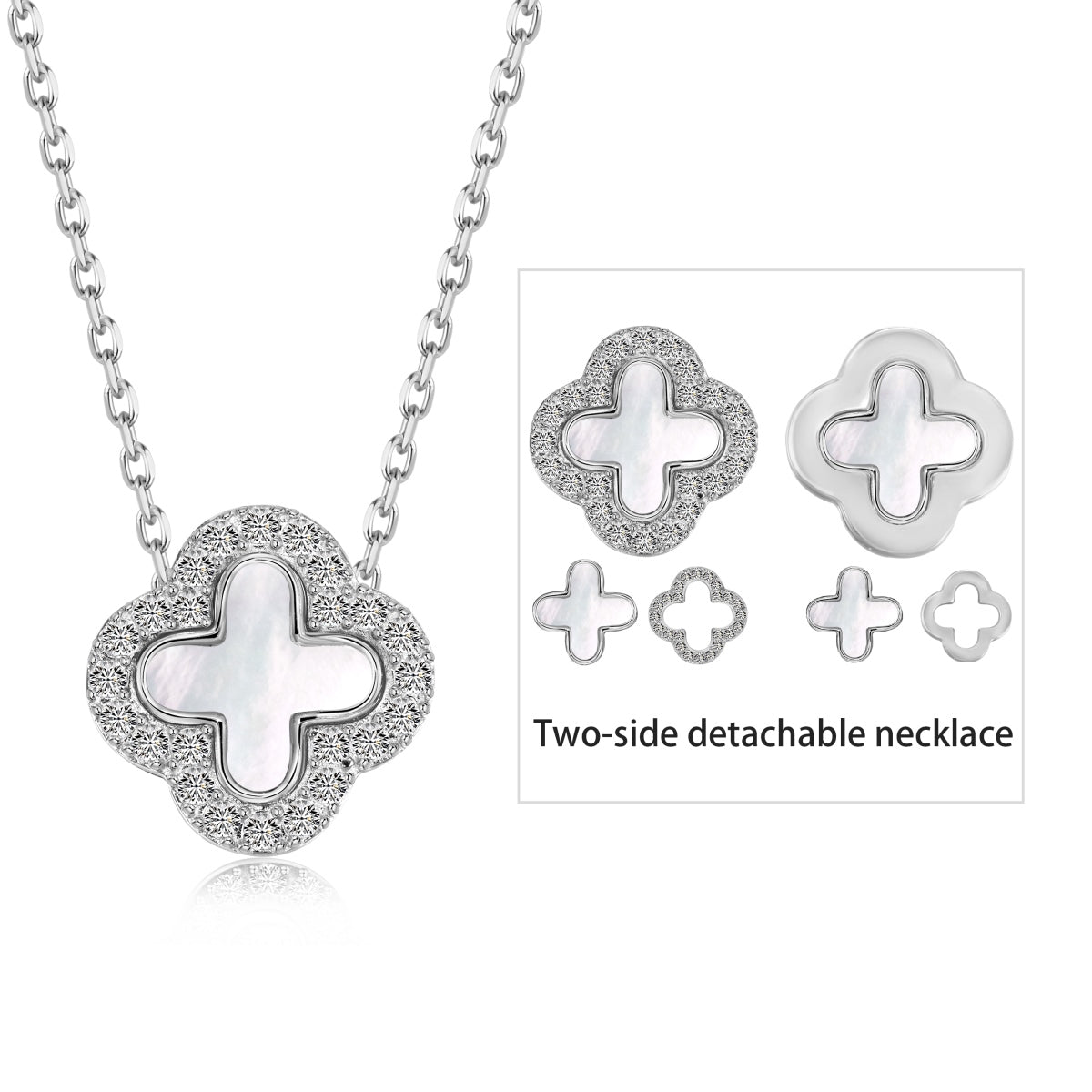 Cadena Plata 925 Clover 18 kt