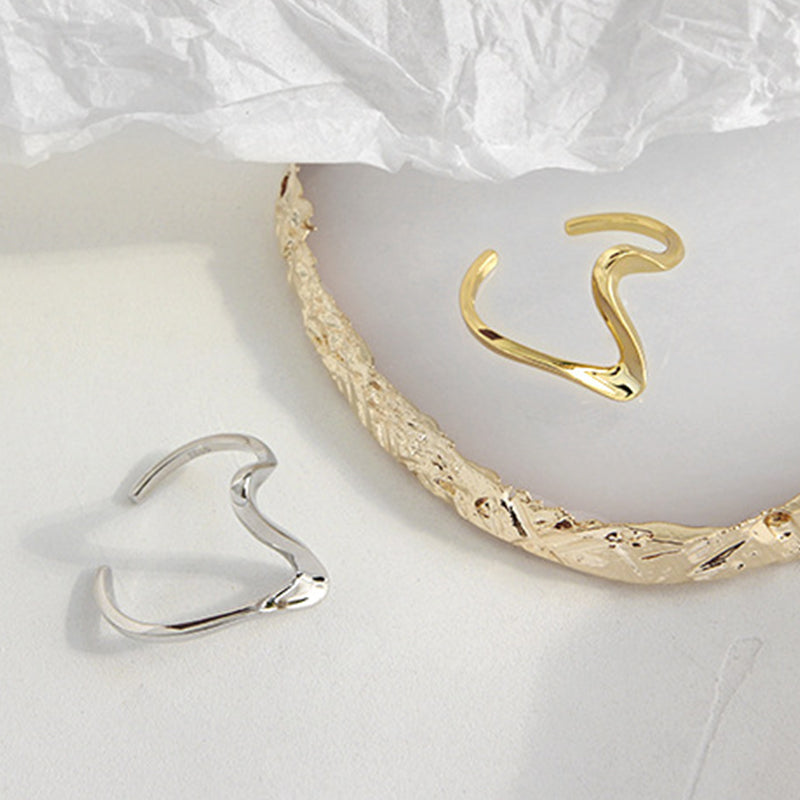 Anillo Plata 925 wide wavy minimalista