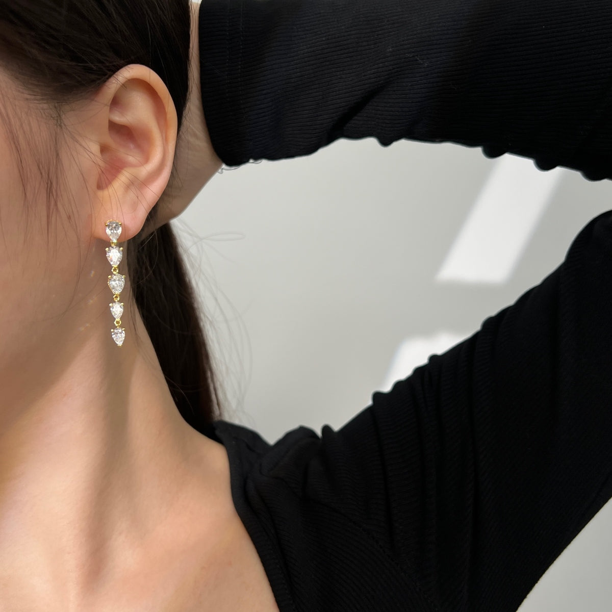 Aretes plata 925 Stud Long Cz