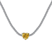 Collar Plata 925 Sterling Silver Estilo Tennis Corazon Yellow