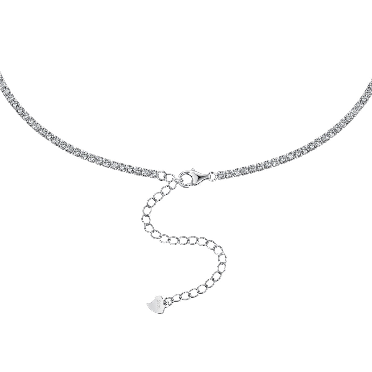 Collar Plata 925 Sterling Silver Estilo Tennis Corazon Yellow