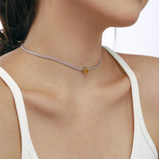 Collar Plata 925 Sterling Silver Estilo Tennis Corazon Yellow