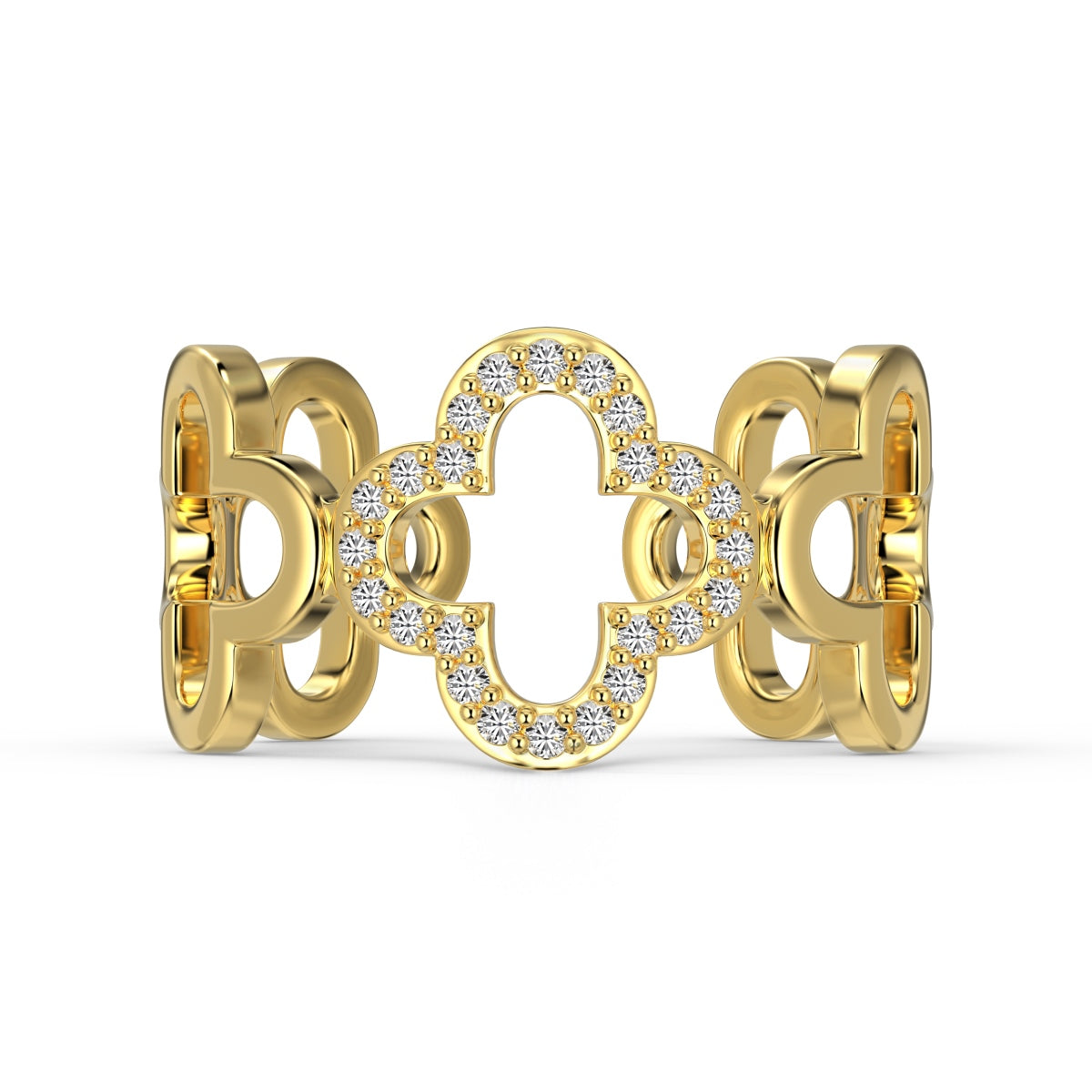Anillo Plata 925 Ajustable Clover Circonia