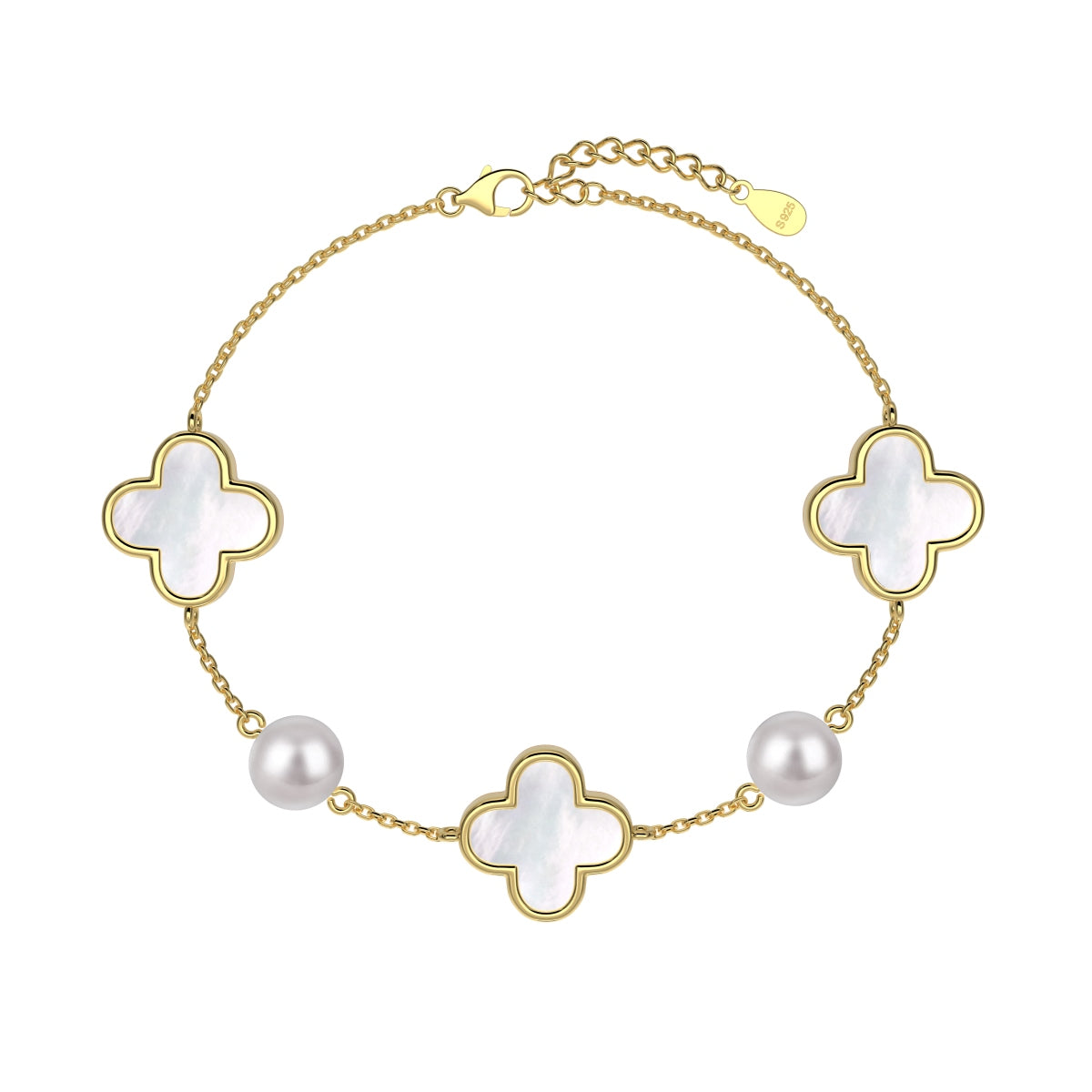 Pulsera Plata 925 perla clover