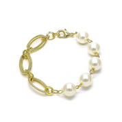 Pulsera Gold filled Perla Marfil y eslabones