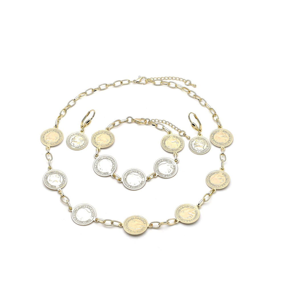 Set Conjunto Gold filled Monedas Dorado 3 piezas