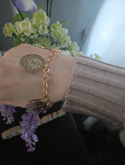 Pulsera Gold filled Monedas Colgantes Dorada