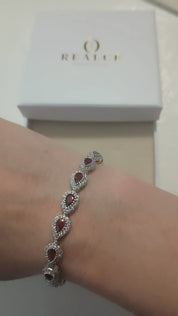 Pulsera Plata 925 Ajustable Circonia Granate
