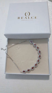Pulsera Plata 925 Ajustable Circonia Granate