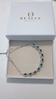 Pulsera plata 925  Ajustable Circonia Esmeralda