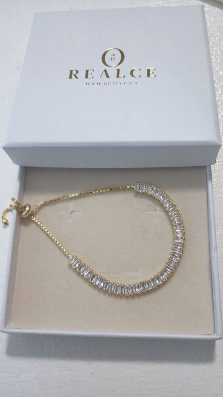 Pulsera Plata 925 Ajustable Tennis Baguette