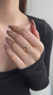 Anillo Plata 925 Ajustable Clover Circonia